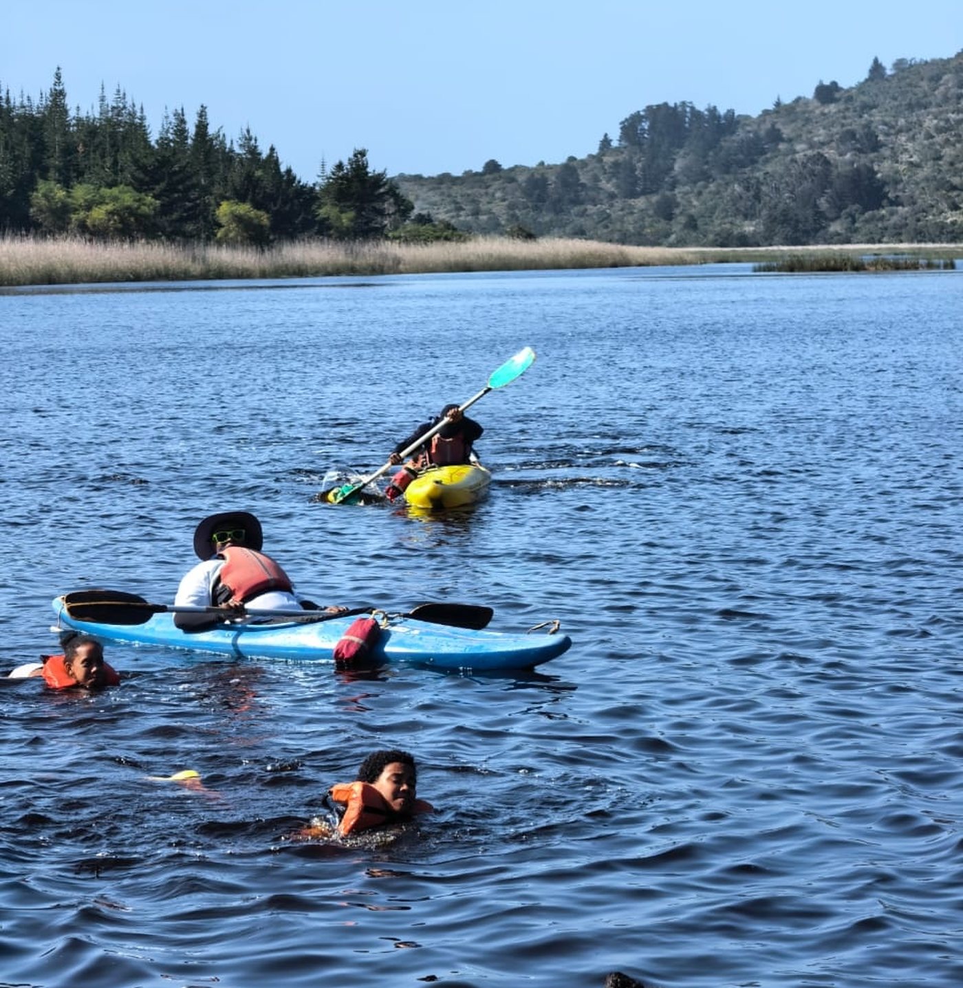 Outdoor education venues - kayaks on a wide lagoon